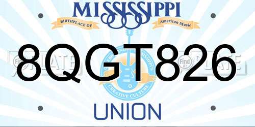 8QGT826 Mississippi License Plate