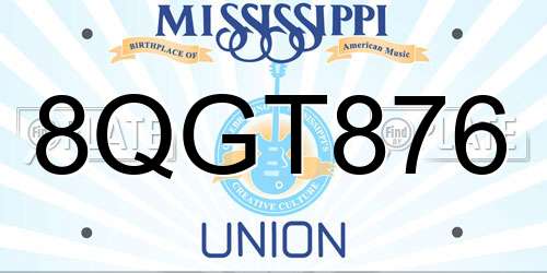 8QGT876 Mississippi License Plate