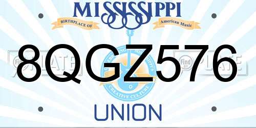 8QGZ576 Mississippi License Plate