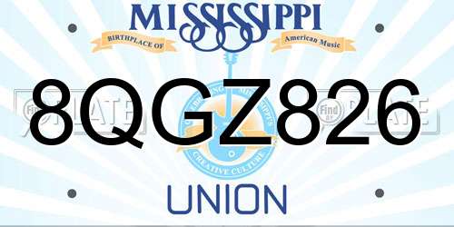 8QGZ826 Mississippi License Plate