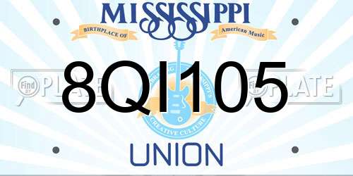 8QI105 Mississippi License Plate