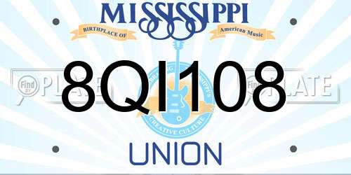 8QI108 Mississippi License Plate