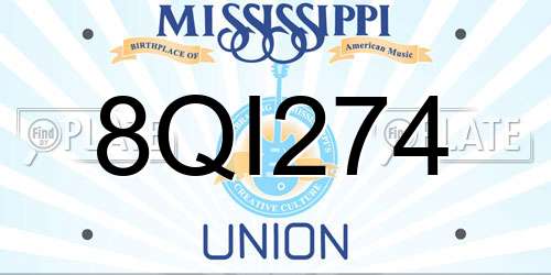 8QI274 Mississippi License Plate