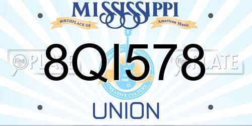 8QI578 Mississippi License Plate