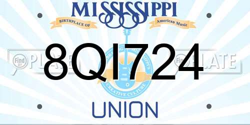 8QI724 Mississippi License Plate