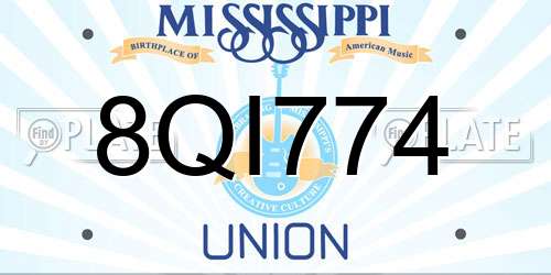 8QI774 Mississippi License Plate