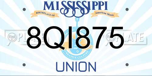 8QI875 Mississippi License Plate