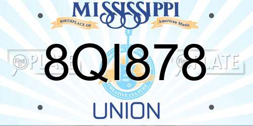 8QI878 Mississippi License Plate