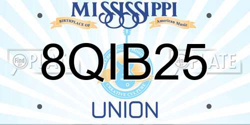 8QIB25 Mississippi License Plate
