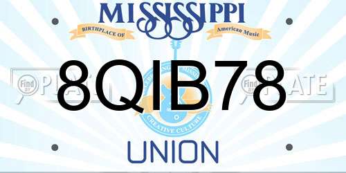 8QIB78 Mississippi License Plate