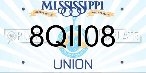 8QII08 Mississippi License Plate