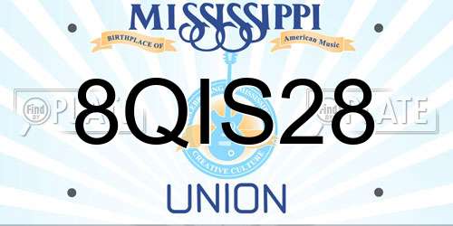 8QIS28 Mississippi License Plate