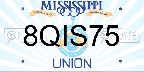 8QIS75 Mississippi License Plate