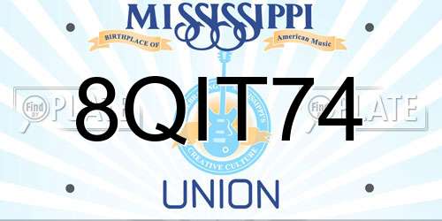 8QIT74 Mississippi License Plate