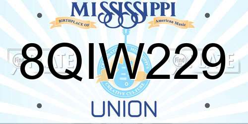 8QIW229 Mississippi License Plate