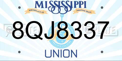 8QJ8337 Mississippi License Plate