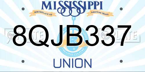 8QJB337 Mississippi License Plate