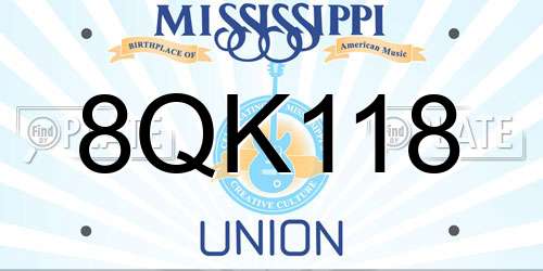 8QK118 Mississippi License Plate