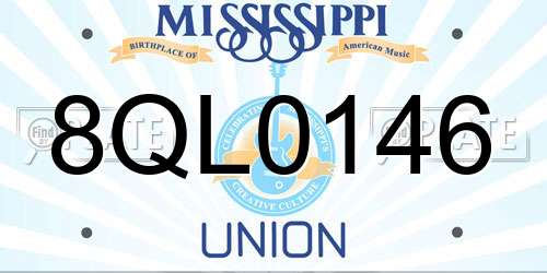 8QL0146 Mississippi License Plate