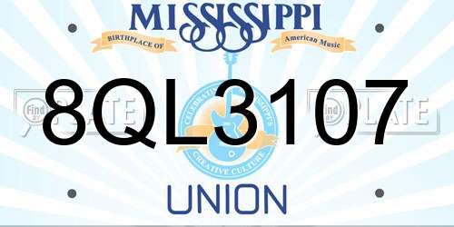 8QL3107 Mississippi License Plate