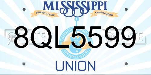 8QL5599 Mississippi License Plate