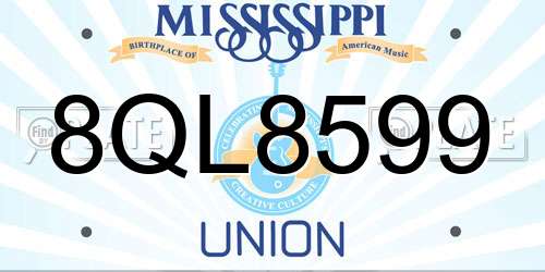 8QL8599 Mississippi License Plate