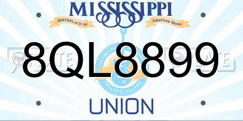 8QL8899 Mississippi License Plate
