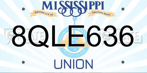 8QLE636 Mississippi License Plate