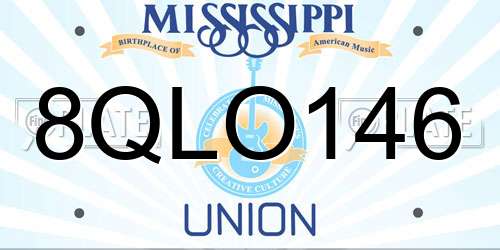 8QLO146 Mississippi License Plate