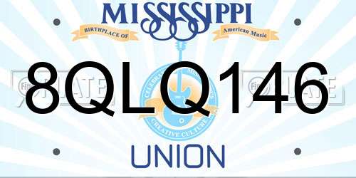 8QLQ146 Mississippi License Plate