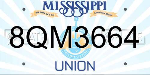 8QM3664 Mississippi License Plate
