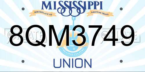 8QM3749 Mississippi License Plate