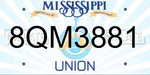 8QM3881 Mississippi License Plate