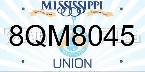 8QM8045 Mississippi License Plate