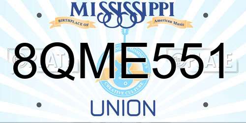 8QME551 Mississippi License Plate