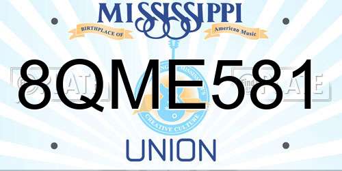 8QME581 Mississippi License Plate