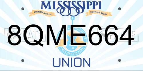 8QME664 Mississippi License Plate