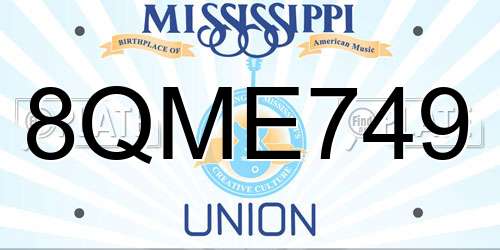 8QME749 Mississippi License Plate