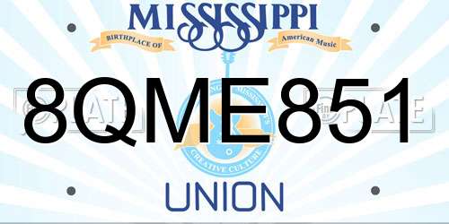 8QME851 Mississippi License Plate