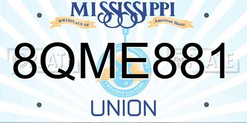 8QME881 Mississippi License Plate