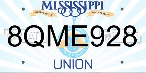 8QME928 Mississippi License Plate