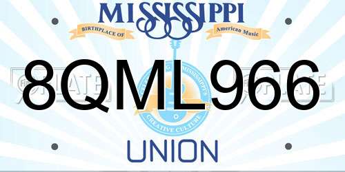 8QML966 Mississippi License Plate