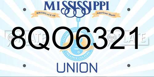 8QO6321 Mississippi License Plate