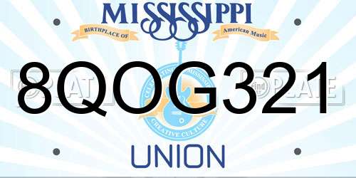 8QOG321 Mississippi License Plate