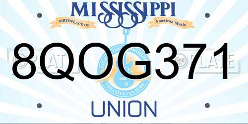 8QOG371 Mississippi License Plate