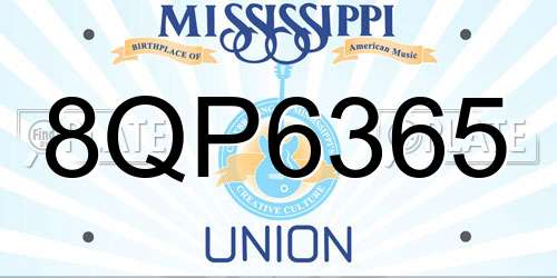 8QP6365 Mississippi License Plate