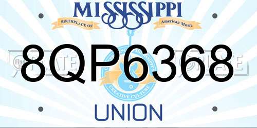 8QP6368 Mississippi License Plate
