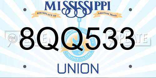 8QQ533 Mississippi License Plate