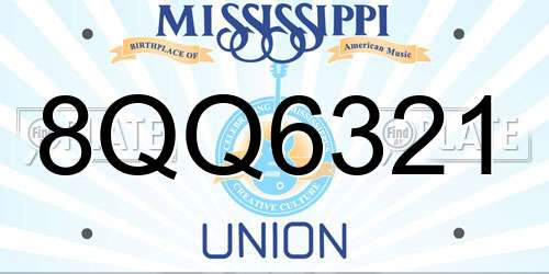 8QQ6321 Mississippi License Plate