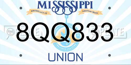 8QQ833 Mississippi License Plate
